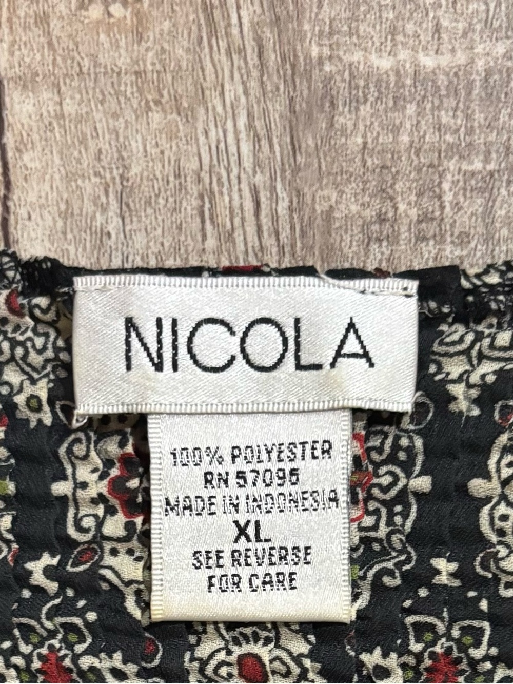 NICOLA Black Tank Top with Cream and Red Medallion Print - Picture 3 of 3